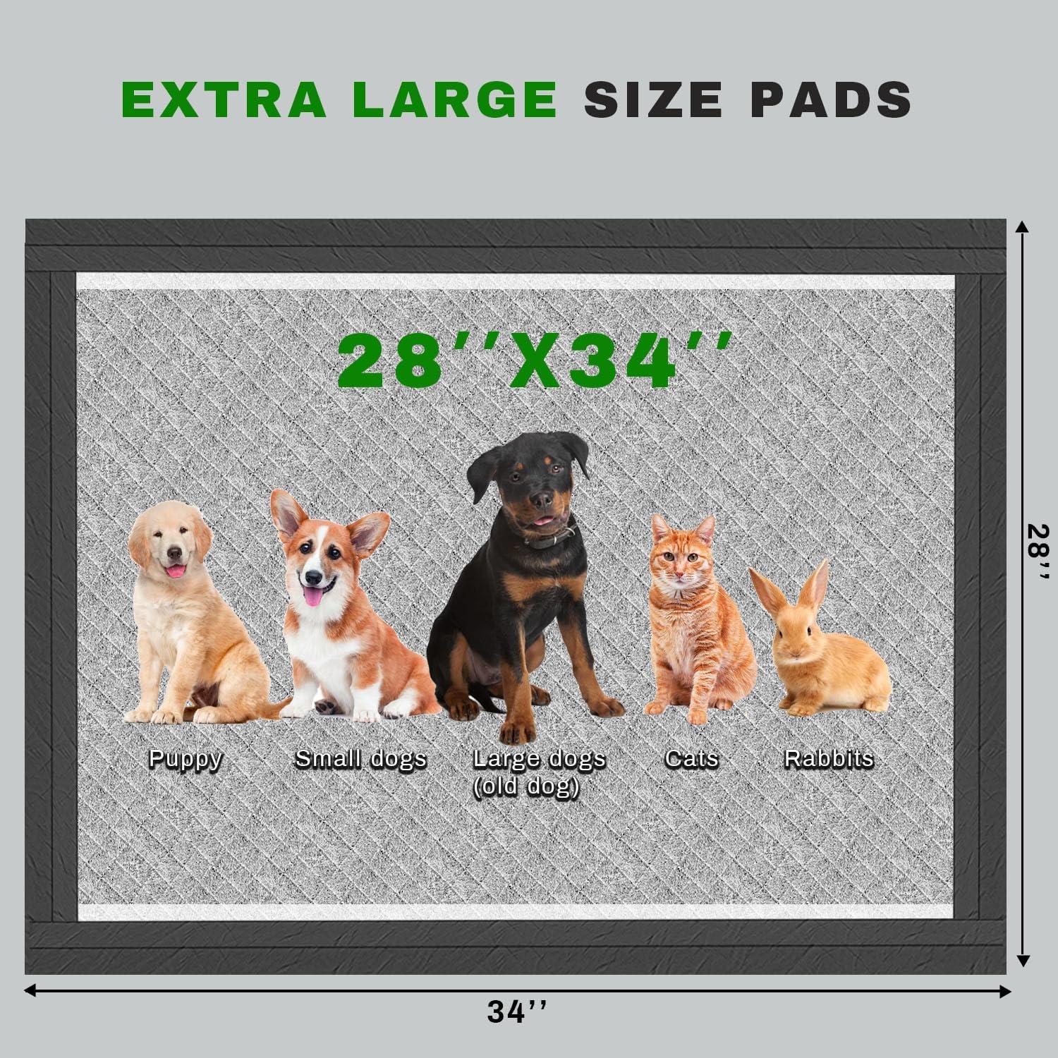Gardner Pet Pee Pads for Dogs - 28 x 34 inchs - 100 Count - Activated carbon - Leak-Proof & Odor-Control - Full Edge Wrapping Pad