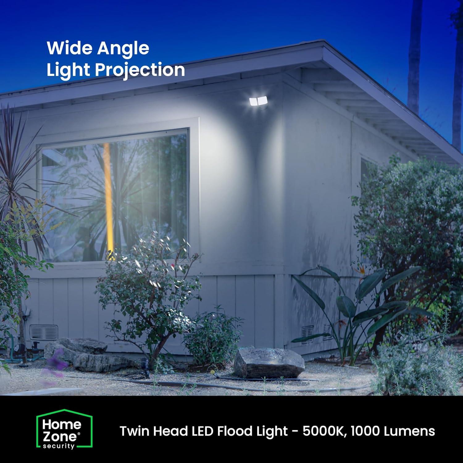 Home Zone Security 2 - Head LED Battery Powered Outdoor Security Flood Light with Motion Sensor