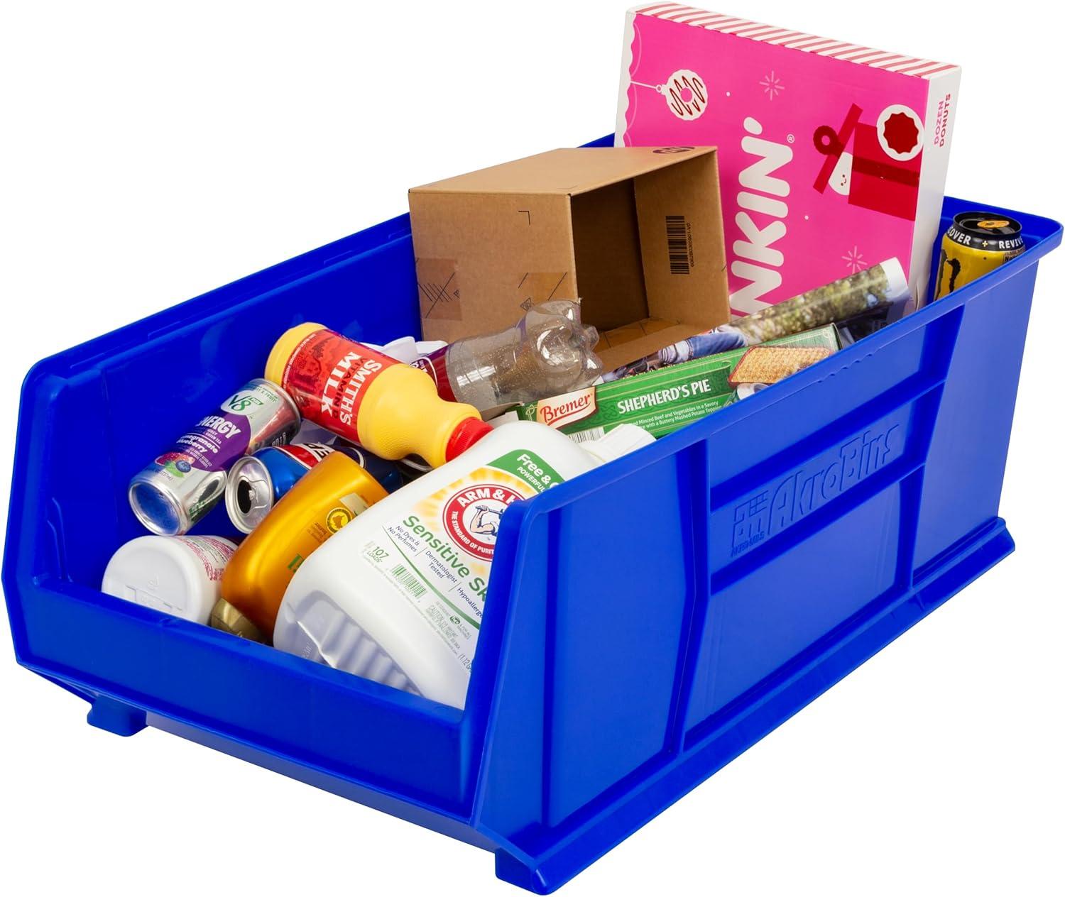 Blue Heavy-Duty Plastic Stackable Storage Bin