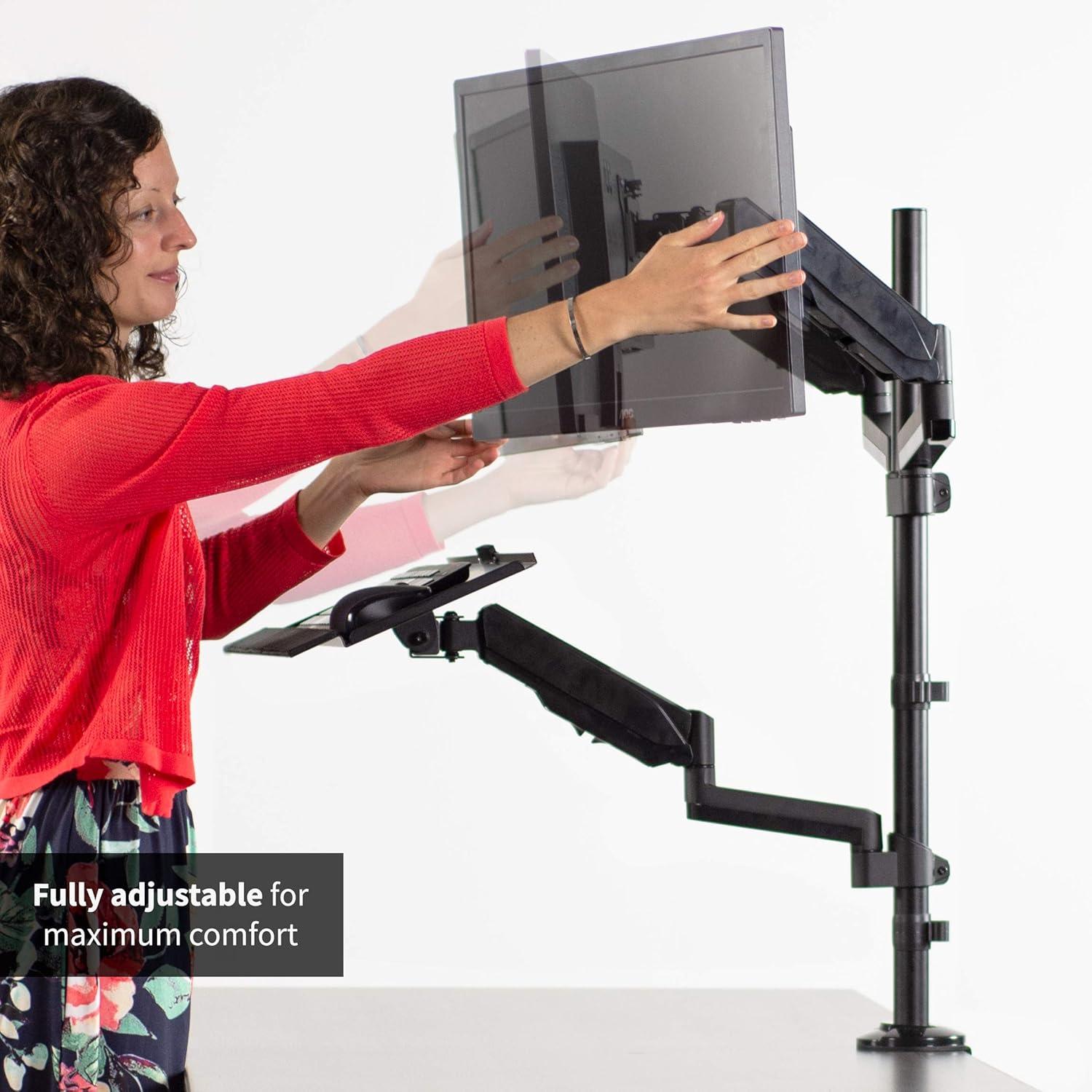 Sit to Stand Dual Monitor Desk Mount Workstation