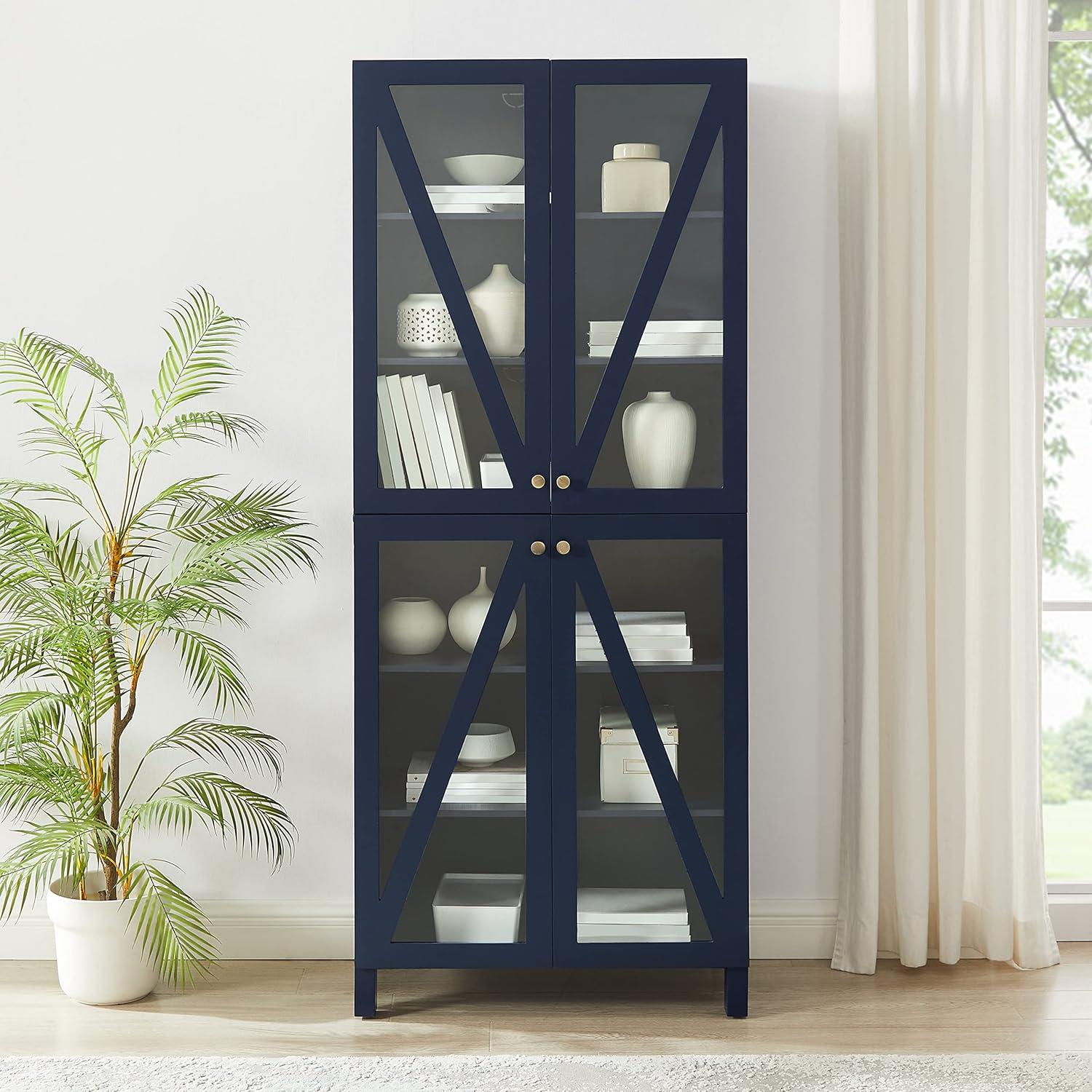 Navy Tall Freestanding Storage Pantry with Adjustable Shelving