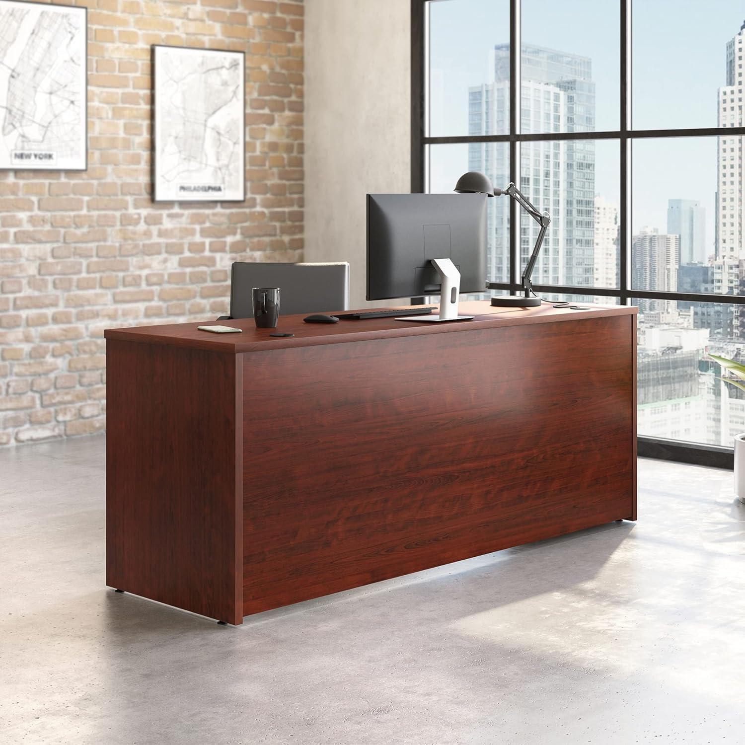 Classic Cherry Executive Wood Desk with Filing Cabinet