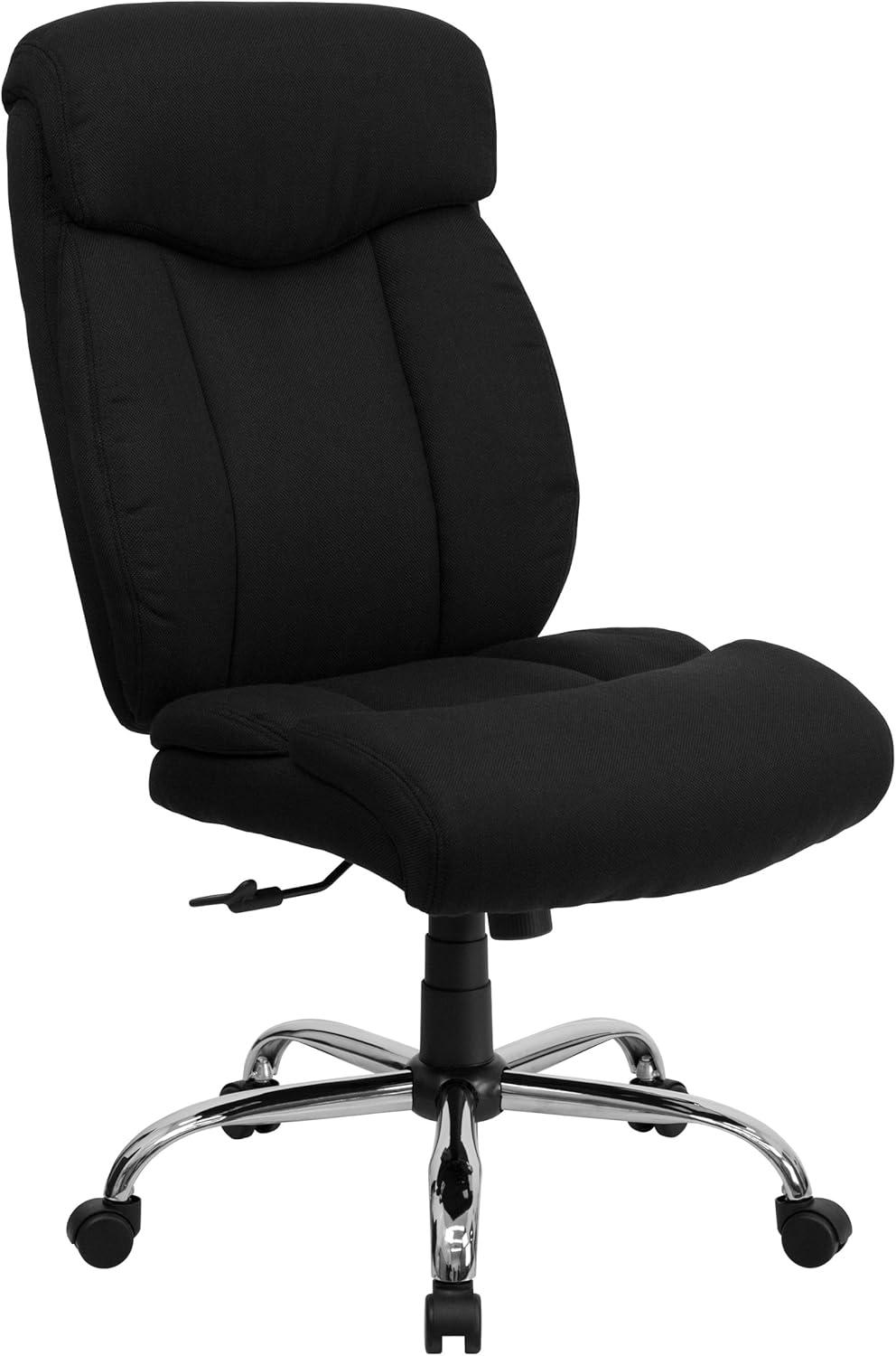 Flash Furniture HERCULES Series Big & Tall 400 lb. Rated Black Fabric Executive Ergonomic Office Chair and Chrome Base