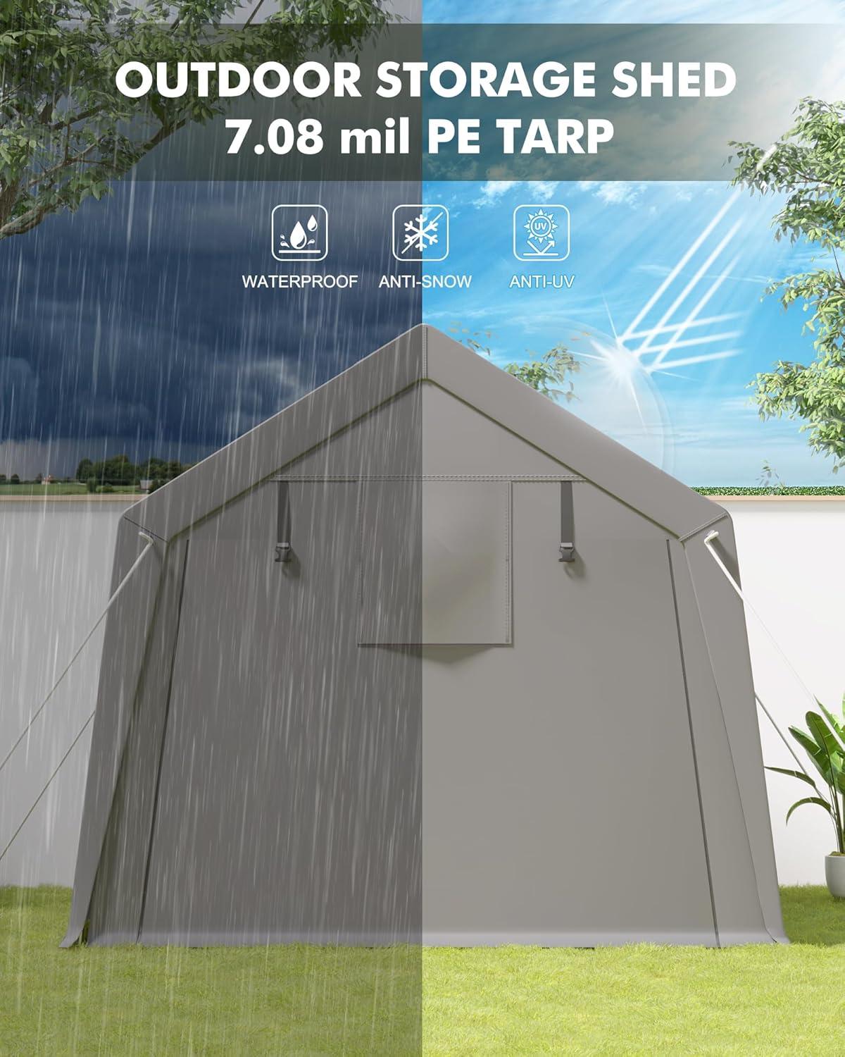 babevy Motorcycle Storage Shed, Heavy Duty Portable Tent With Rolled Zipper Door in , 84" H x 72" W x 72" D