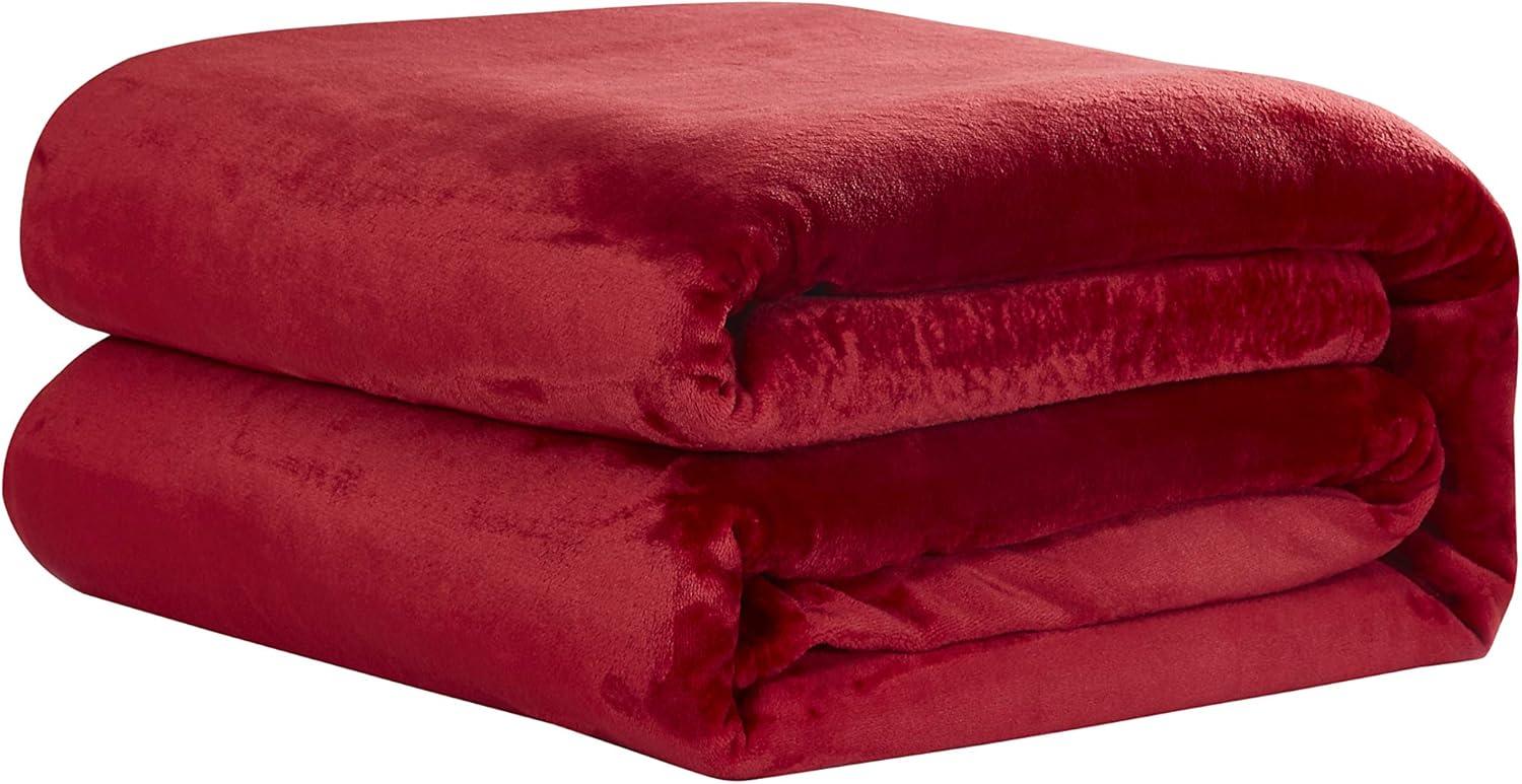 Super Soft and Plush Flannel Fleece Blanket,Red,Full/Queen