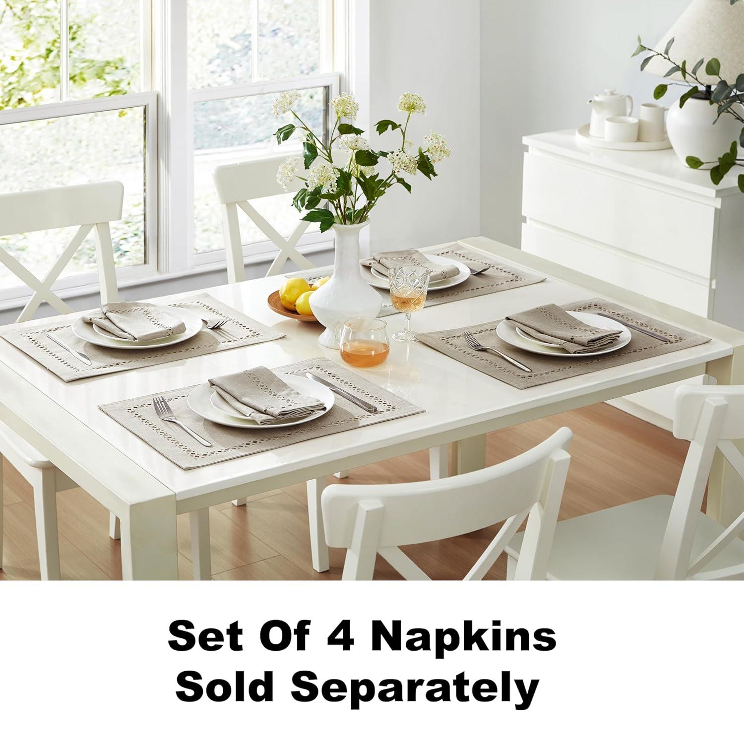 Newbridge Provence Lattice Cutwork Solid Color Textured Fabric Table Runner, 70 Inch Long, Taupe