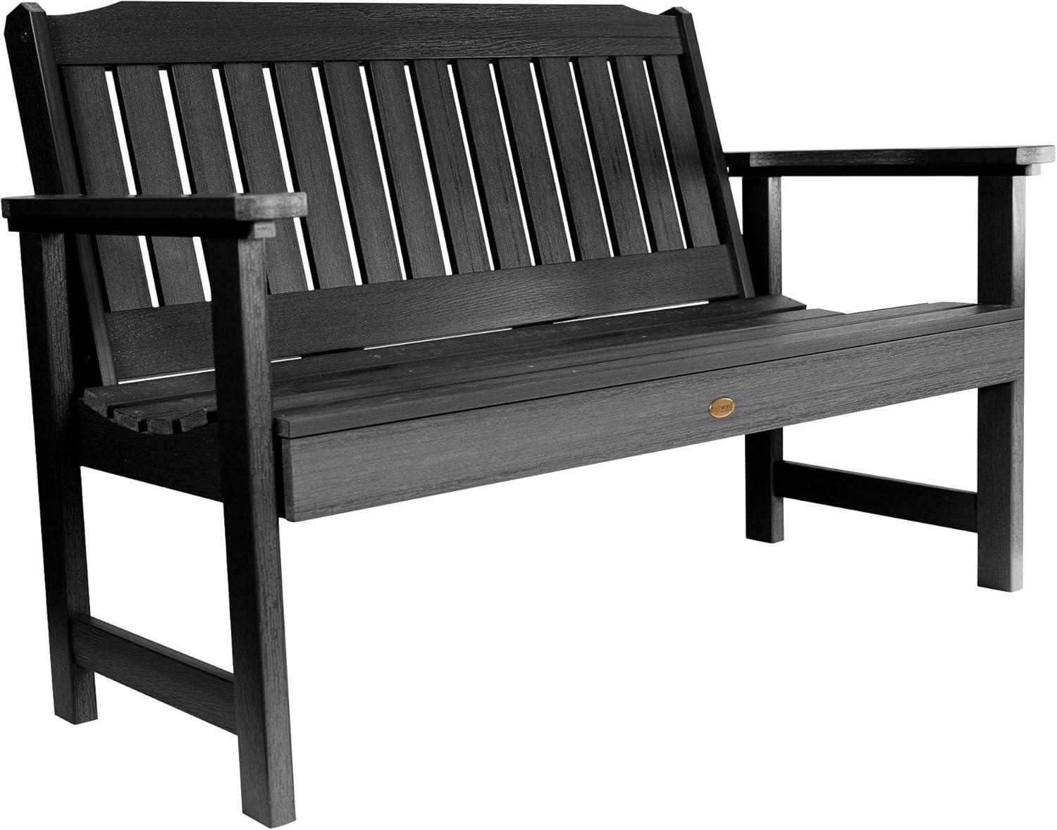 4' Lehigh Garden Bench Black - highwood: Weather-Resistant, Fade-Resistant, 500lb Capacity, Recycled Plastic