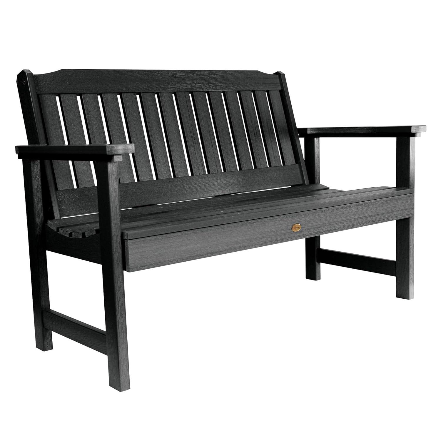 4' Lehigh Garden Bench Black - highwood: Weather-Resistant, Fade-Resistant, 500lb Capacity, Recycled Plastic
