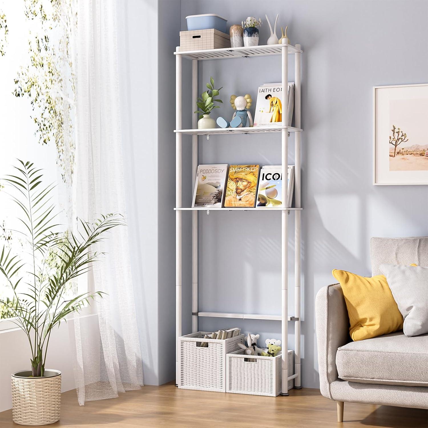 AmazerBath Bamboo Over The Toilet Storage Shelf, Over Toilet Bathroom Organizer Rack, 3-Tier Bathroom Shelves Over Toilet, Space Saver, White