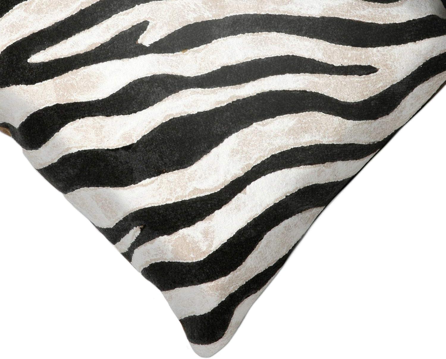 Zebra Print Black and Beige 20" Square Polyester Pillow