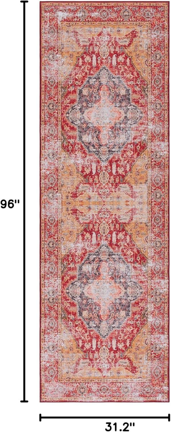 Tucson TSN131 Power Loomed Machine Washable Runner Rug - Rust/Gold - 2'6"x8' - Safavieh.