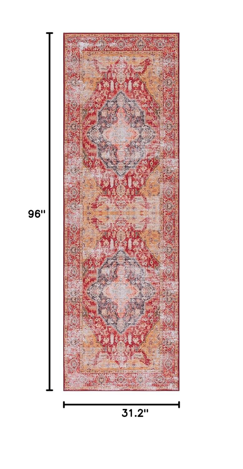 Tucson TSN131 Power Loomed Machine Washable Runner Rug - Rust/Gold - 2'6"x8' - Safavieh.