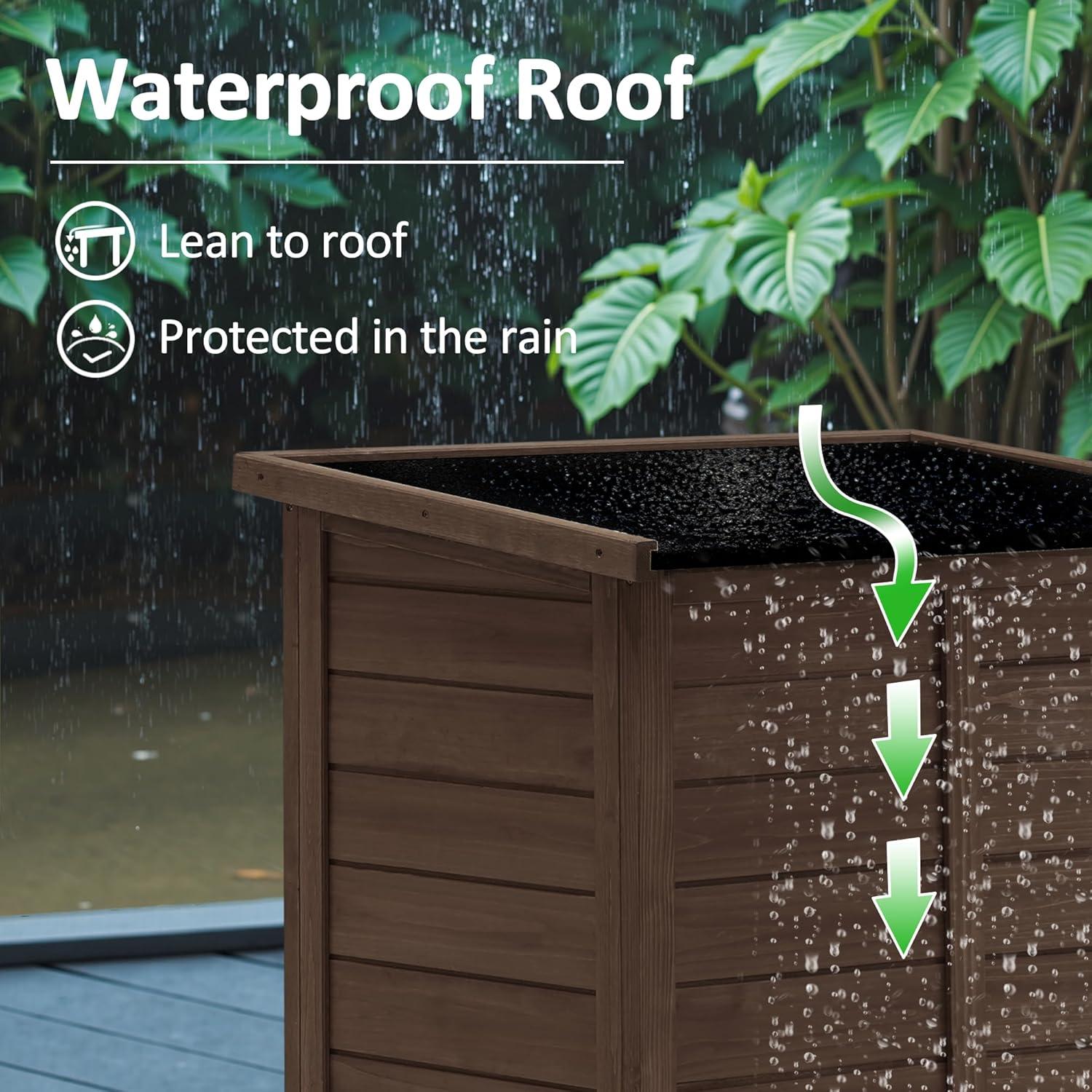 Mcombo Outdoor Wood Storage Cabinet, Small Size Garden Wooden Tool Shed with Double Doors 0985