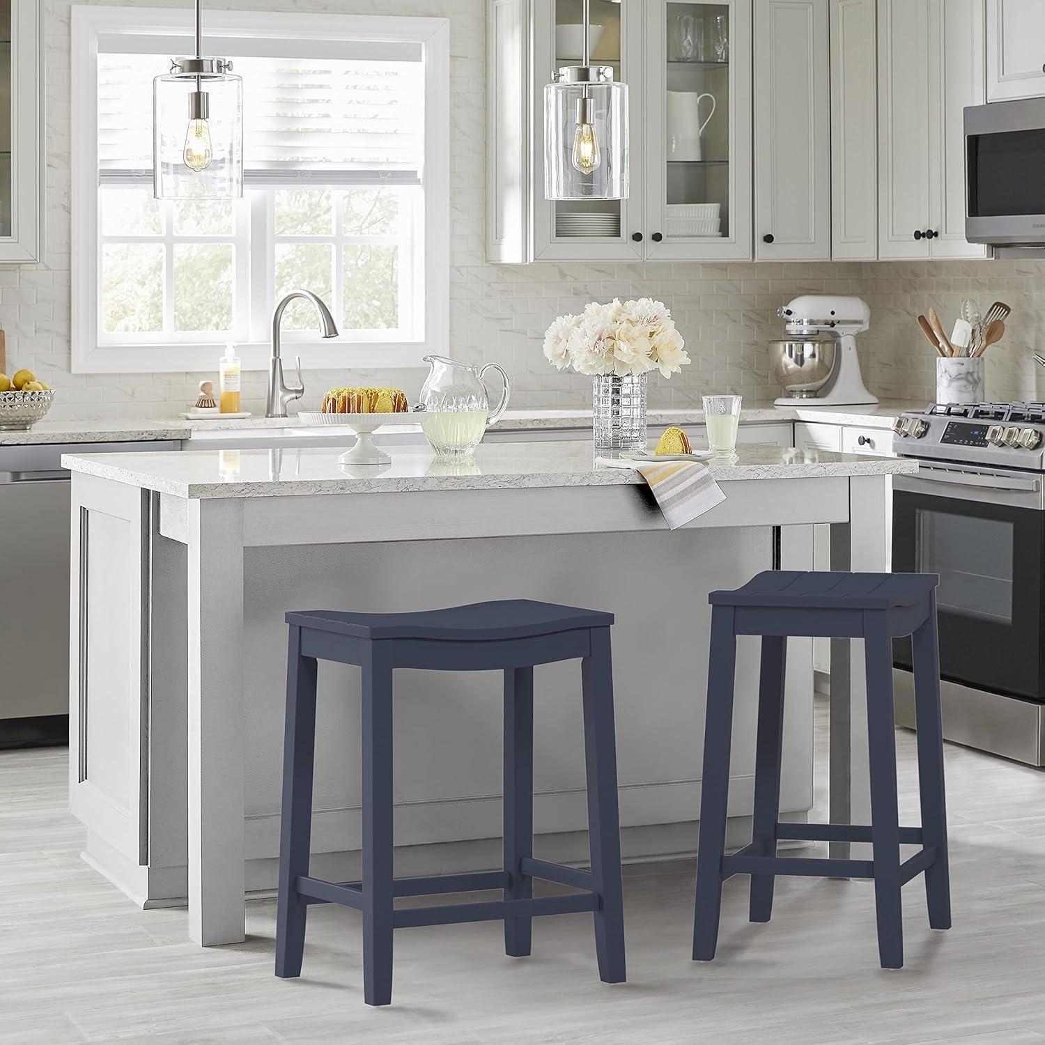 Hillsdale Furniture 24" Fiddler Backless Wood Counter Height Barstool Navy : Matte Finish, Fixed Height