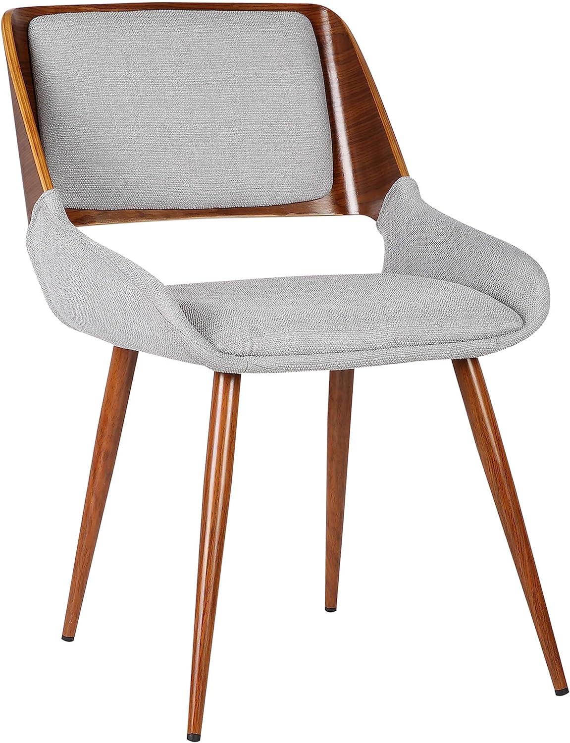 Armen Living Panda Modern Fabric Dining Chair in Walnut Wood and Gray