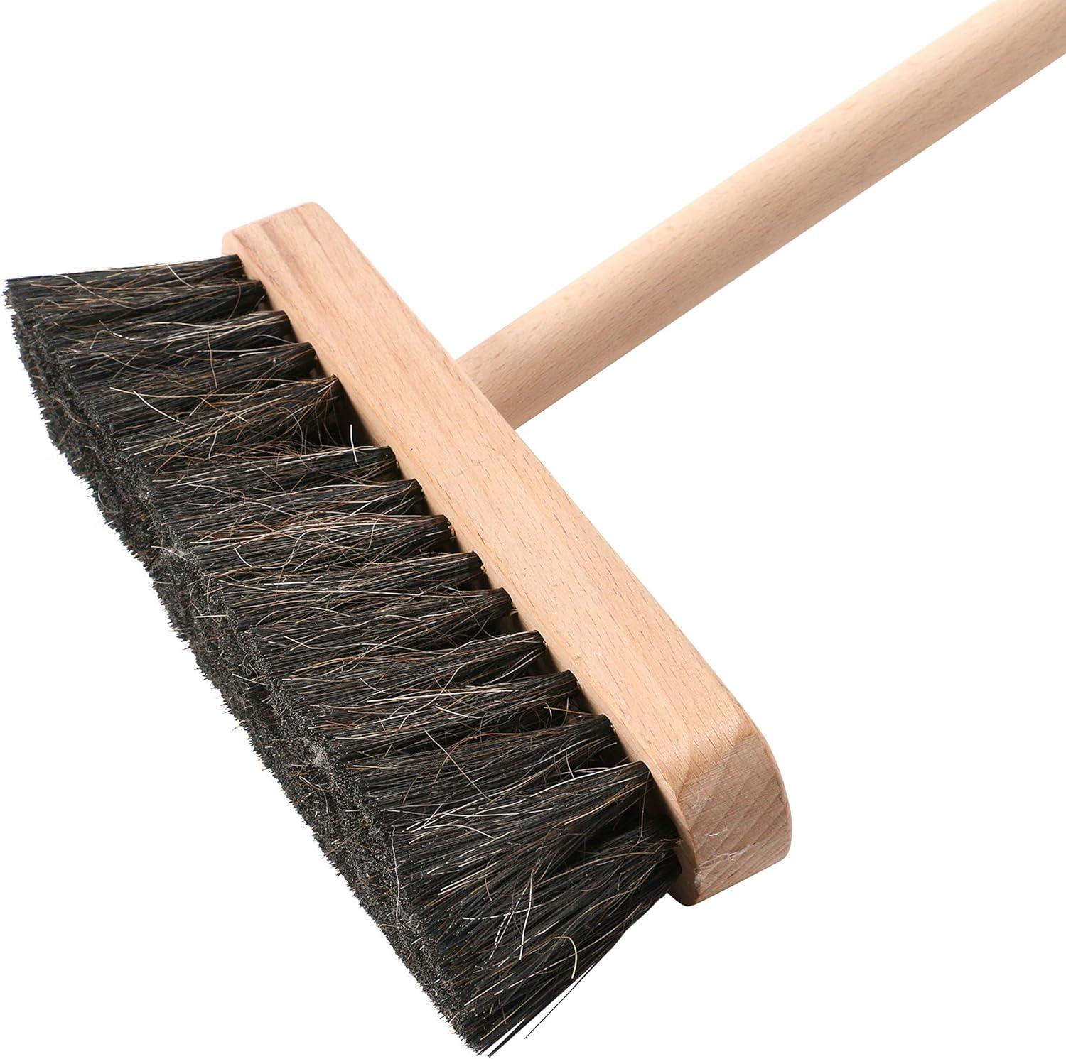 Creative Co-Op Beech Wood Broom & Standing Metal Dust Pan, Natural & Black, Set of 2