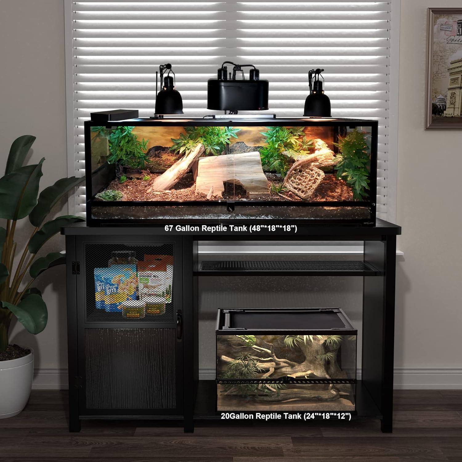 GDLF 55-75 Gallon Fish Tank Stand Heavy Duty Metal Aquarium Stand with Cabinet,52"L*19.68"