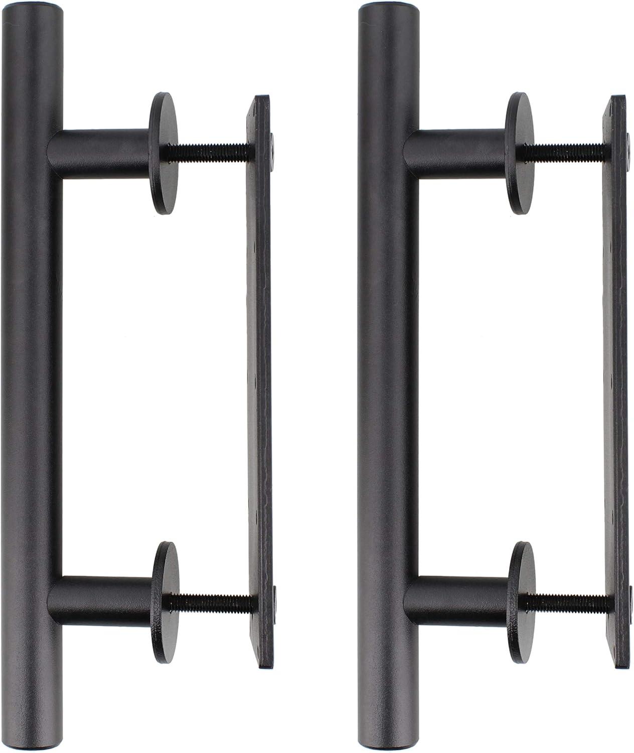 Black Steel 12" Sliding Barn Door Handle Set