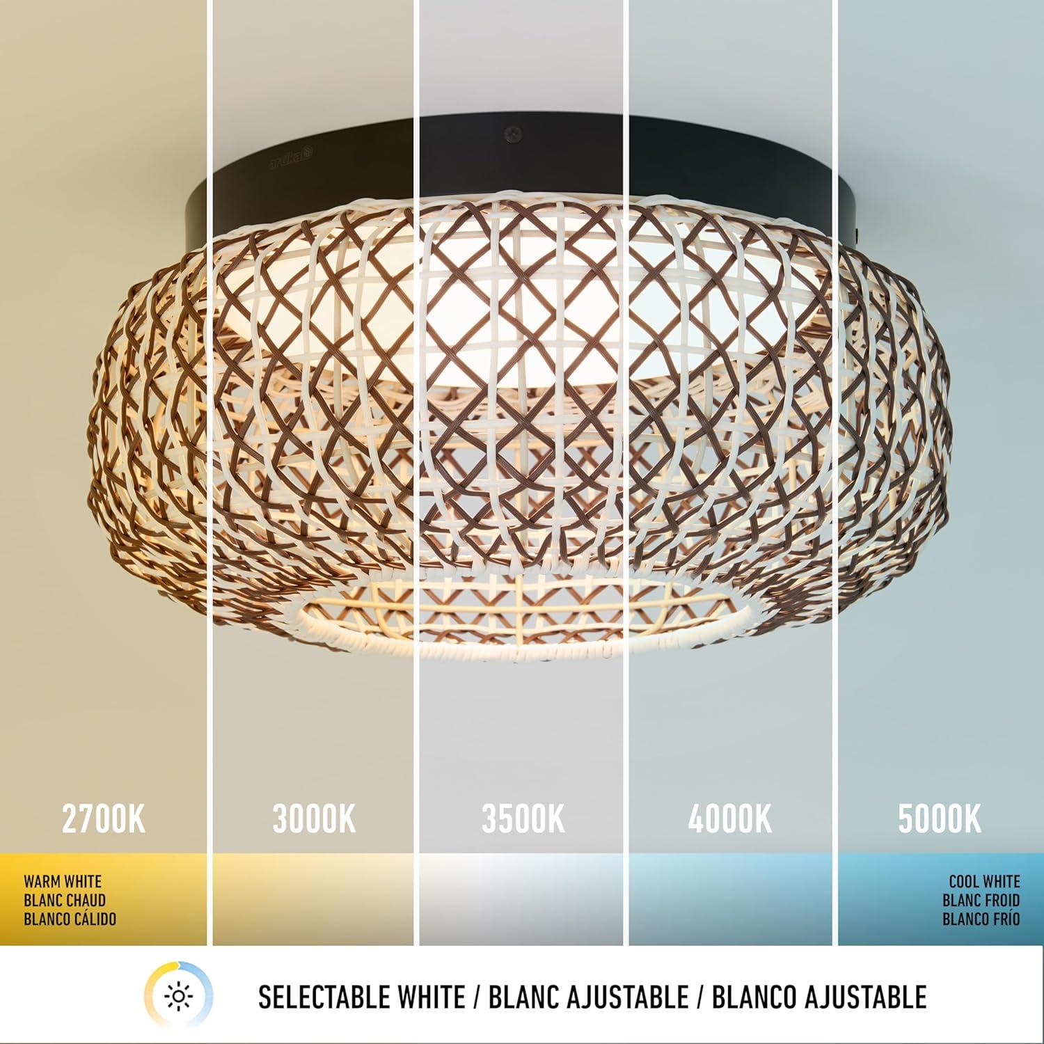 Artika Benson LED Integrated Exotic Pendant Light, Black and Rattan