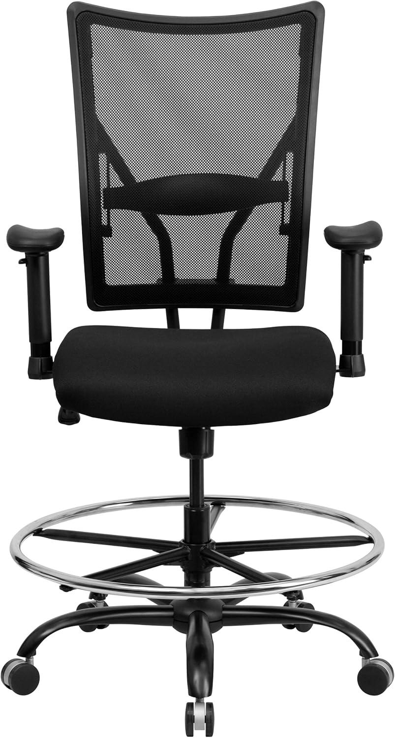 Flash Furniture Hercules Big & Tall 400 lb. Rated Mesh Ergonomic Drafting Chair w/ Adjustable Arms