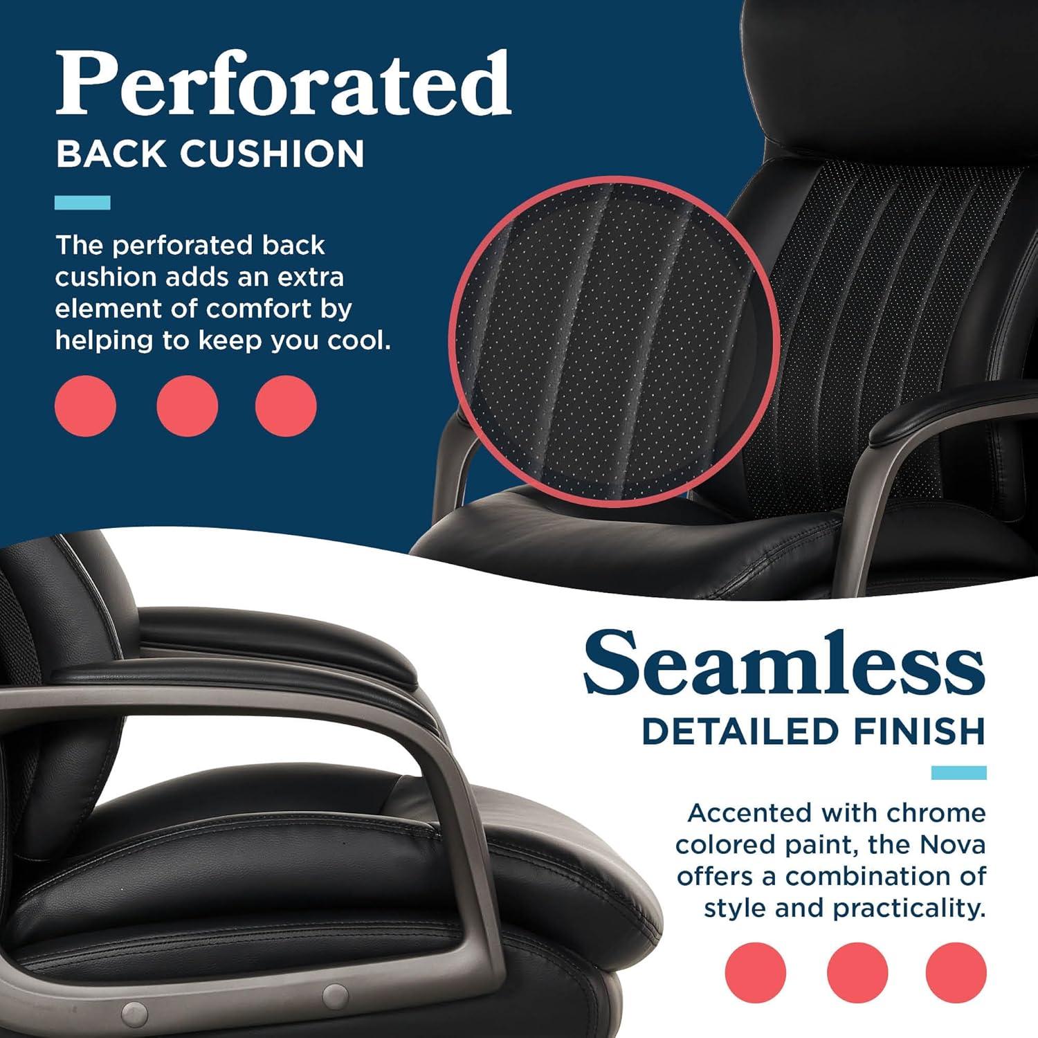 La-Z-Boy La-Z-Boy® Nova Executive Office Chair, Patented AIR Ergonomic Support Technology®, High-Back Premium Comfort & Support, Vegan PU Leather