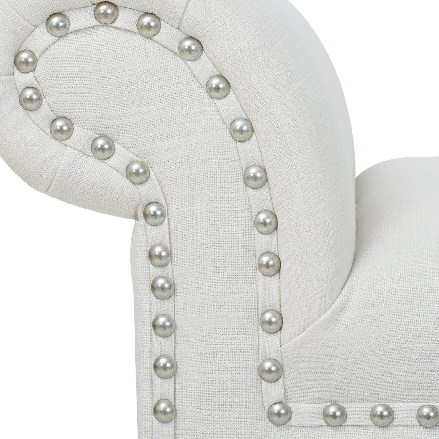 Kathy Roll Arm Entryway Accent Bench Bright White