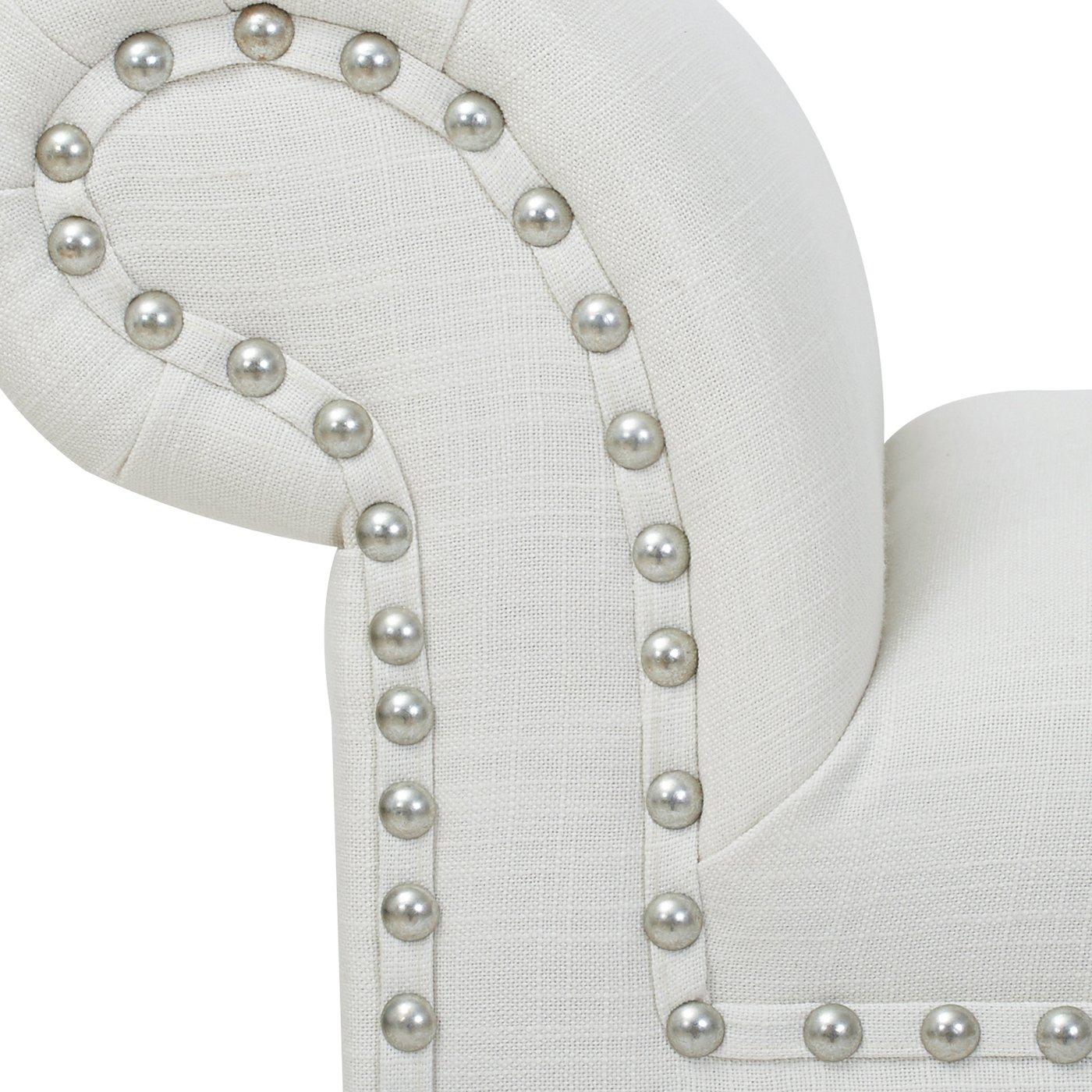 Kathy Roll Arm Entryway Accent Bench Bright White