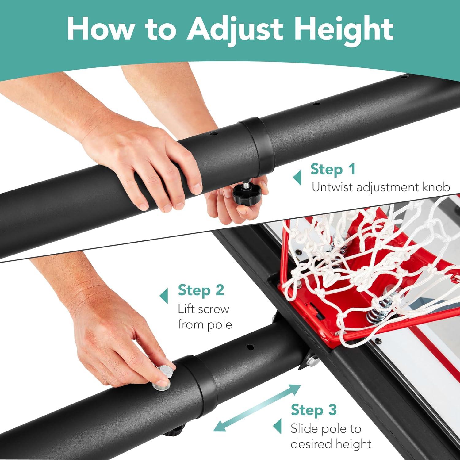 Best Choice Products Adjustable Regulation-Size Basketball Hoop, Portable Sport System w/ Fillable Base, 2 Wheels - Clear
