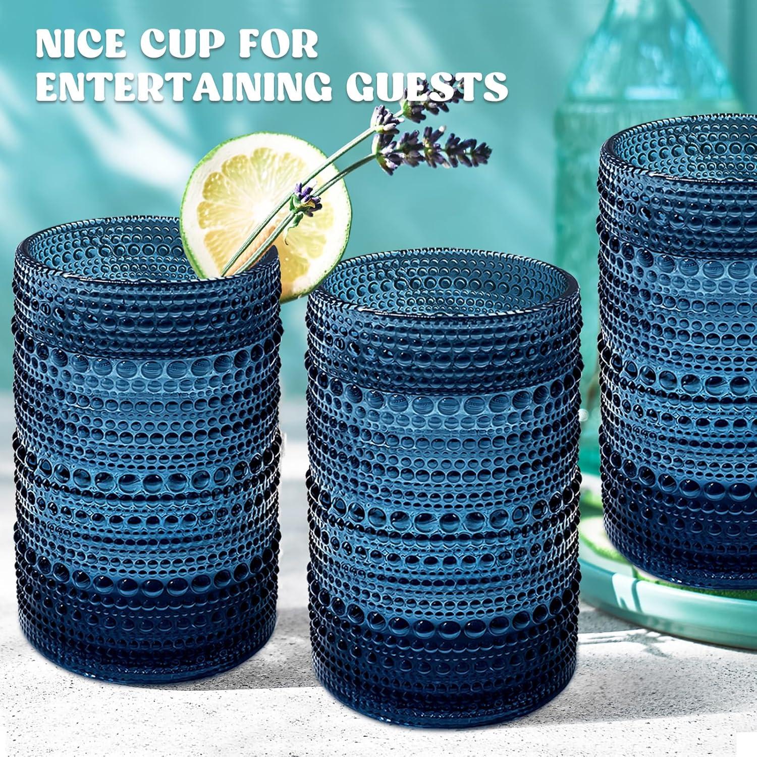 Vintage Glassware Drinking Glass Set of 6, Nailhead Glass