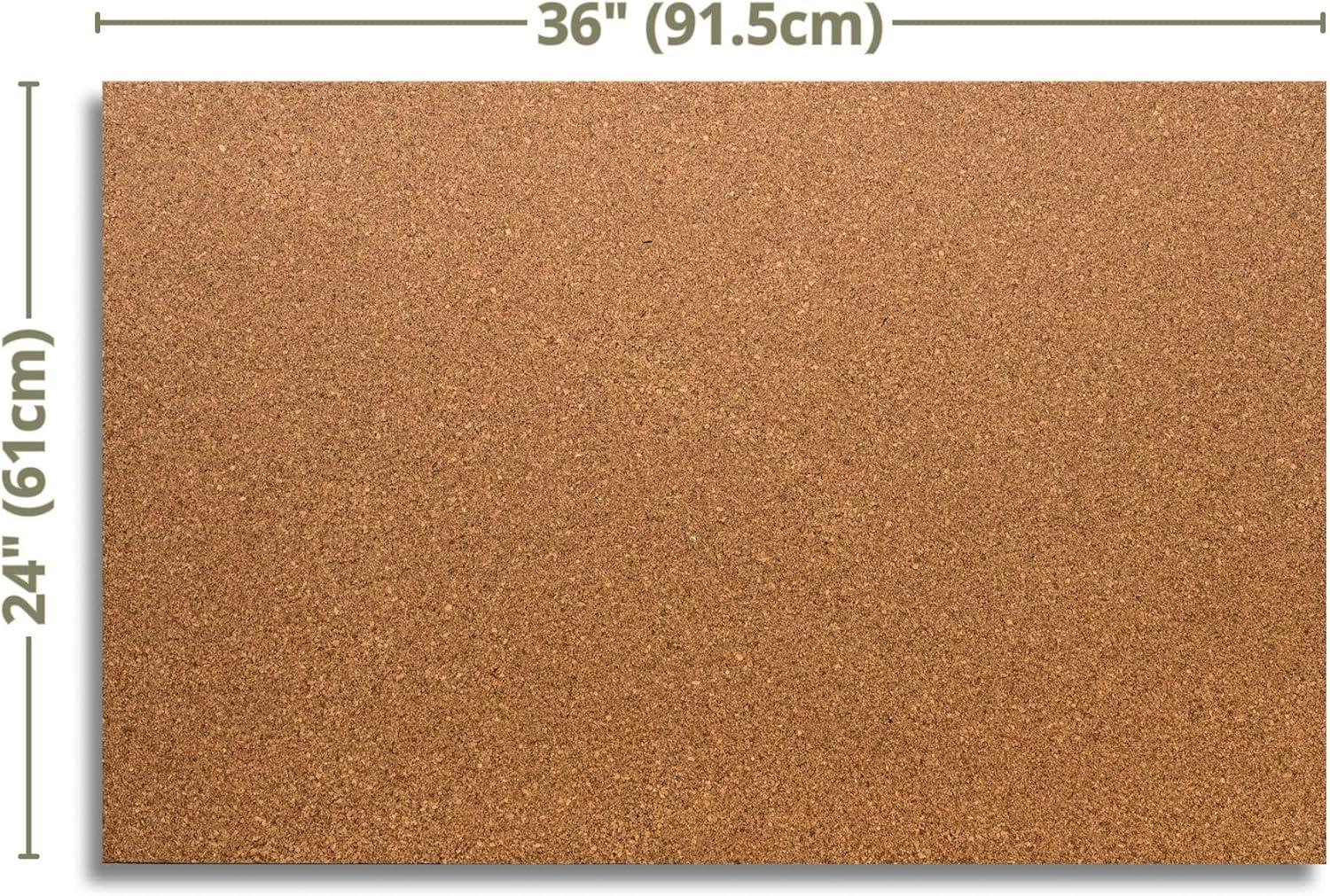 Natural Cork Wall Sheets with Adhesive Strips, 24" x 36", 2-Pack