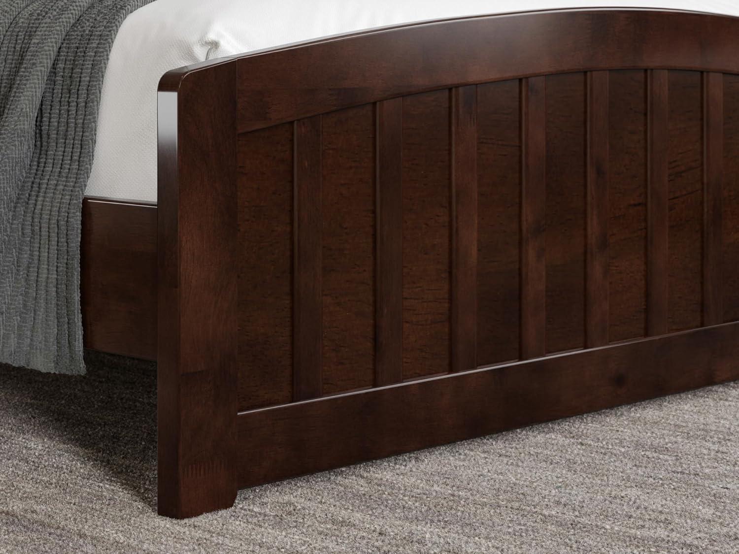 AFI Quincy Full Solid Wood Low Profile Platform Bed with Matching Footboard, Walnut