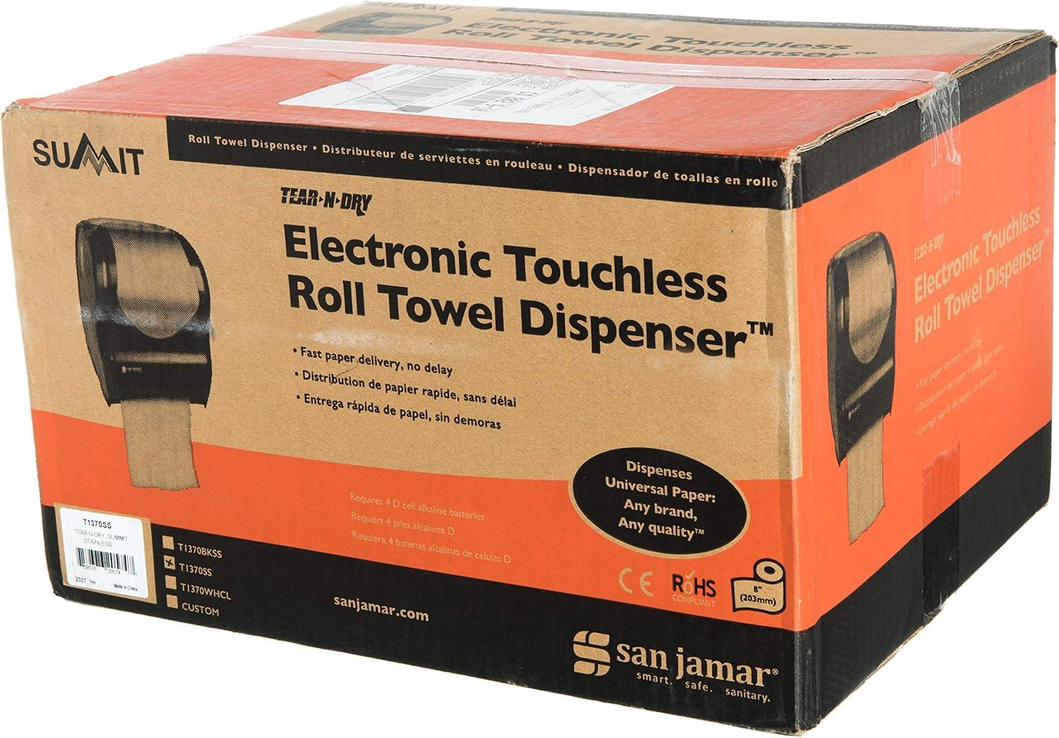 San Jamar Tear-N-Dry Touchless Roll Towel Dispenser, 16.75 x 10 x 12.5, Silver