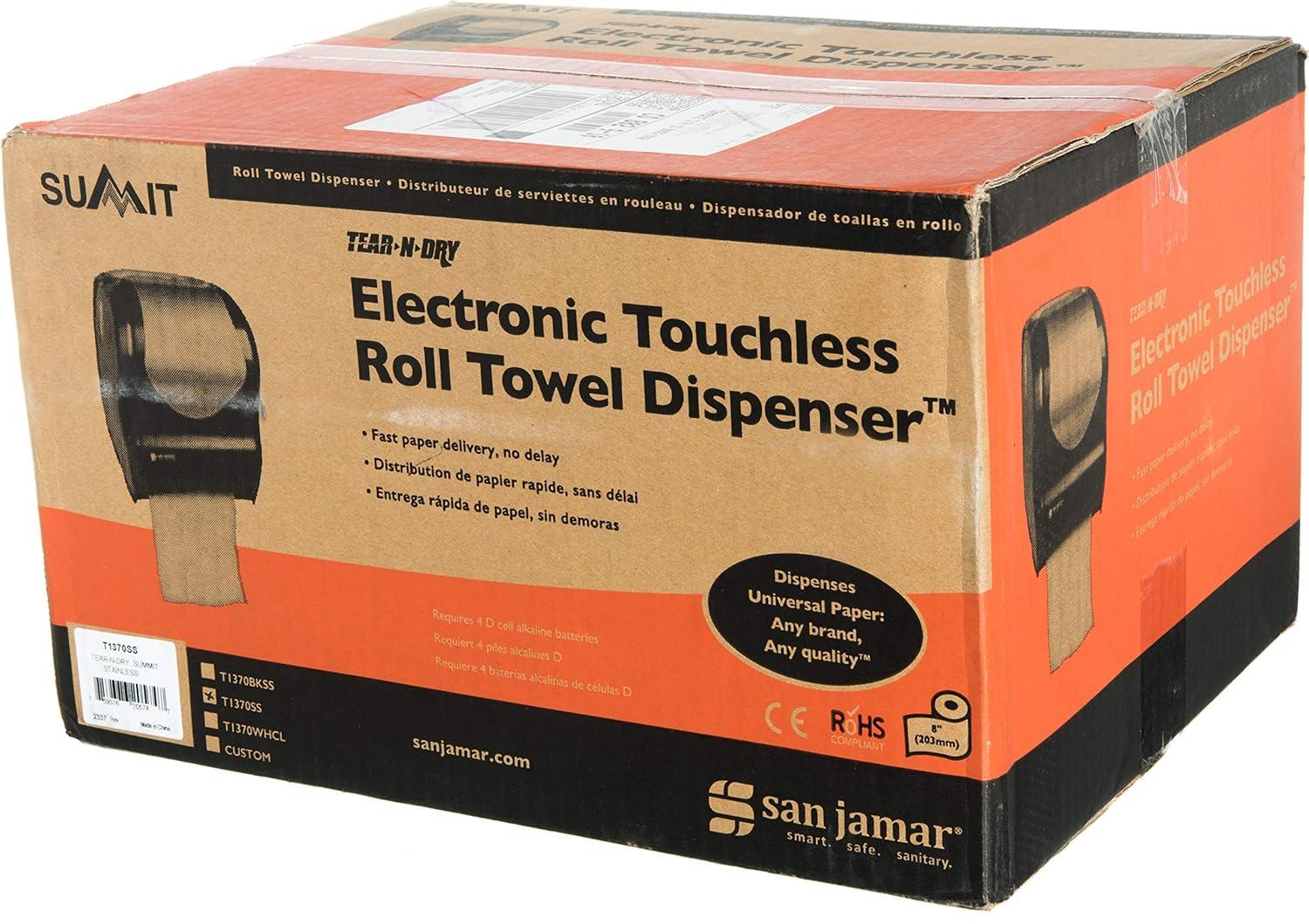 San Jamar Tear-N-Dry Touchless Roll Towel Dispenser, 16.75 x 10 x 12.5, Silver
