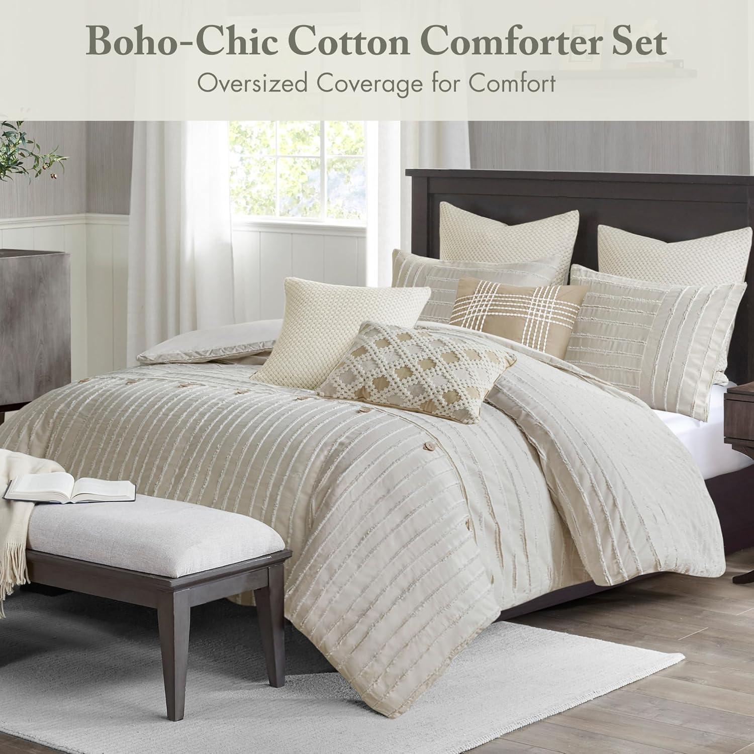 Madison Park Signature Essence Oversized Cotton Clipped Jacquard Comforter Set