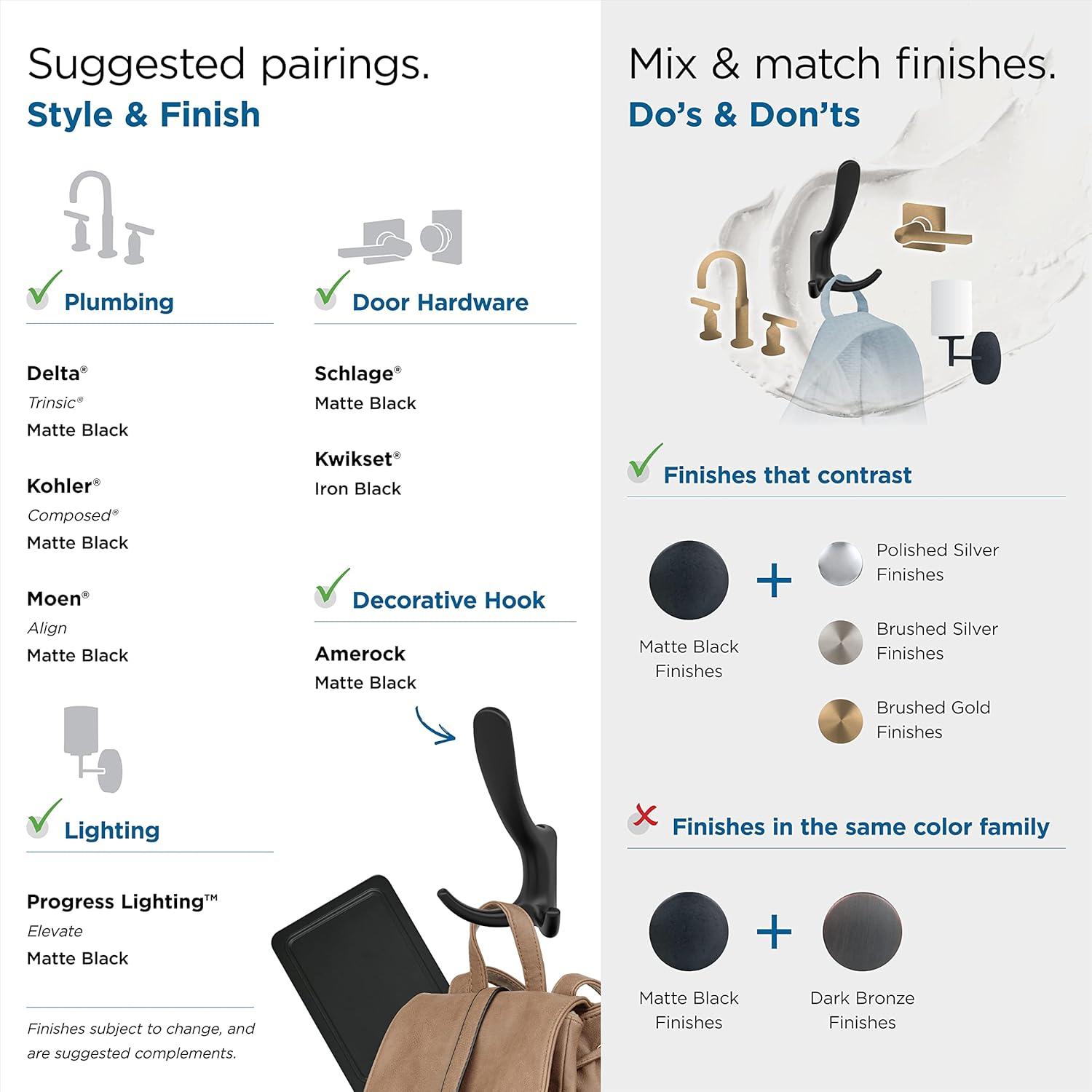 Finesse Transitional Triple Prong Decorative Wall Hook