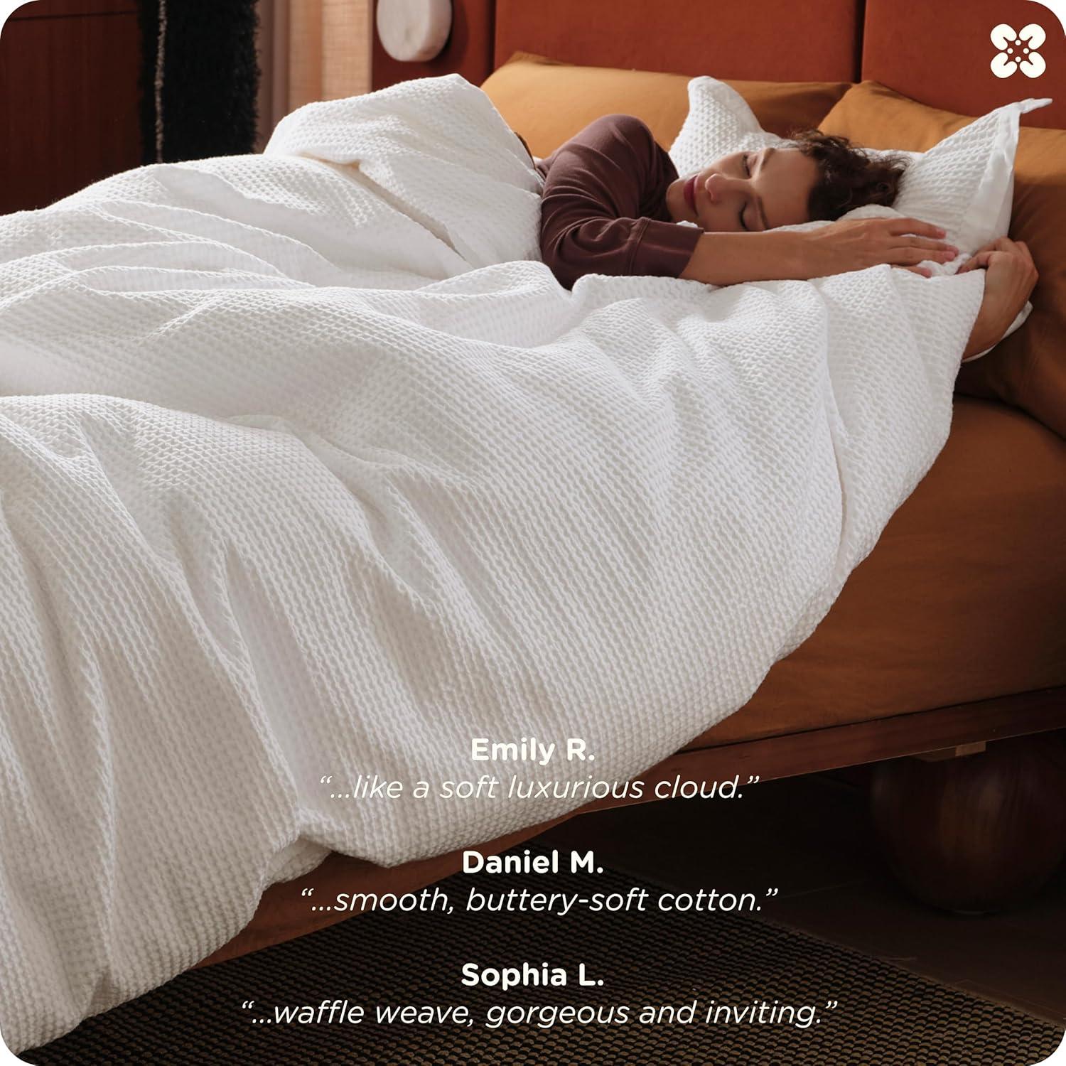 Bedsure Essential Bedsure Cotton Duvet Cover Set - 100% Cotton Waffle Weave Coconut Duvet Cover GentleSoft™️