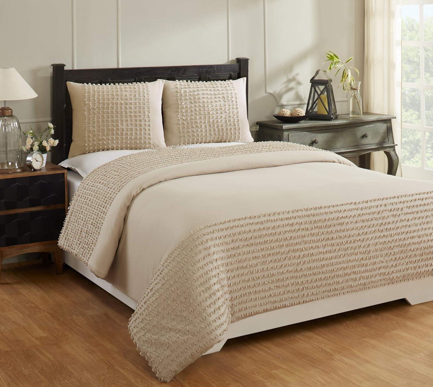 Better Trends Olivia Twin Comforter 68 in. X 90 in. with Standard Sham 20 in. X 26 in. Light Beige