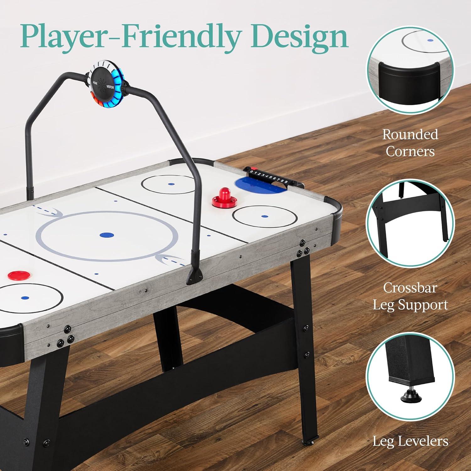 Best Choice Products 54in Air Hockey Game Table w/ LED Lights, Scoreboard, Powerful Motor - Gray