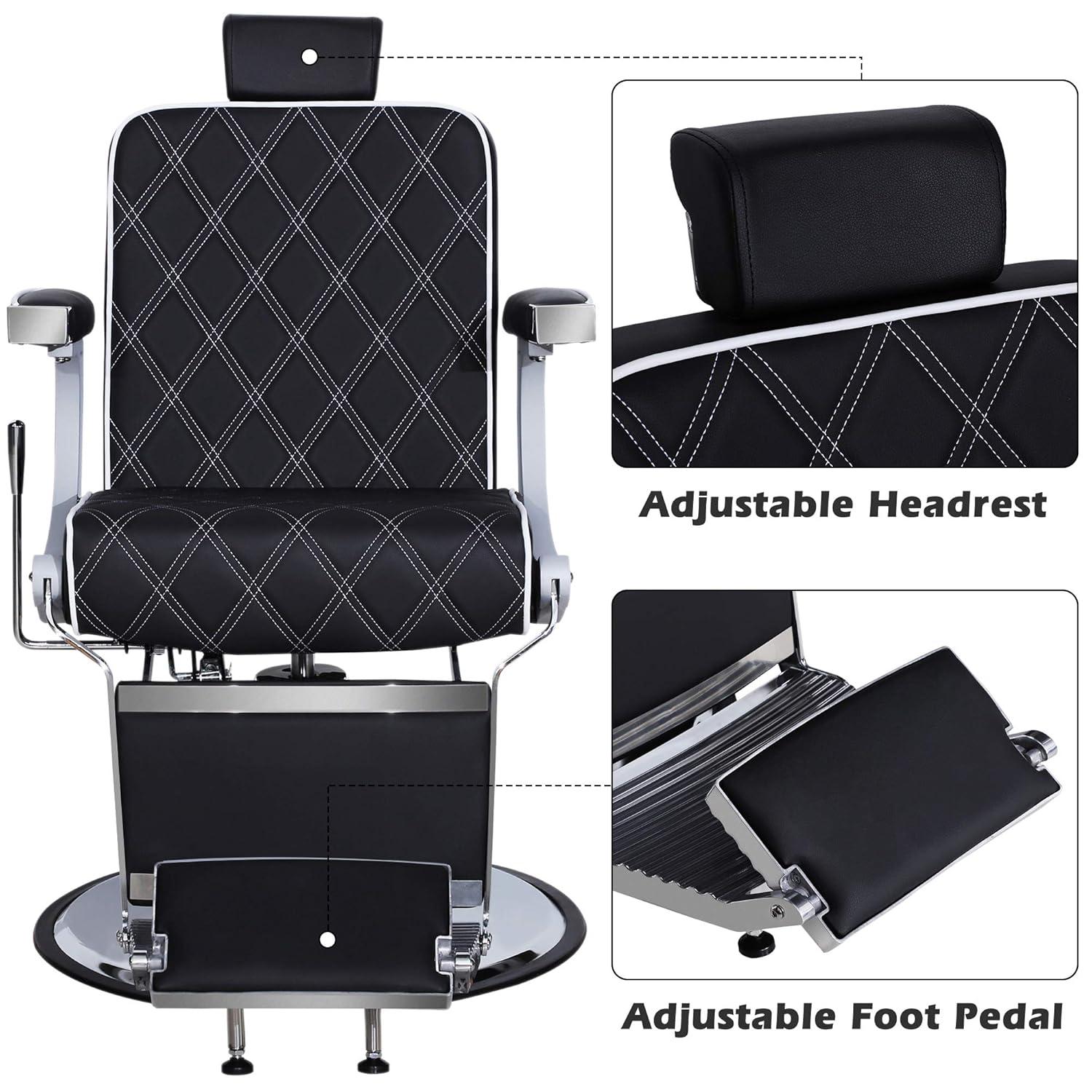 BarberPub Vintage Barber Chair Recline Salon Beauty Spa Shampoo Black 3825