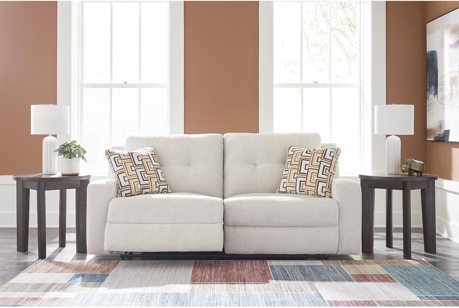 Stone Gray Tufted Fabric Manual Reclining Sofa with Track Arms