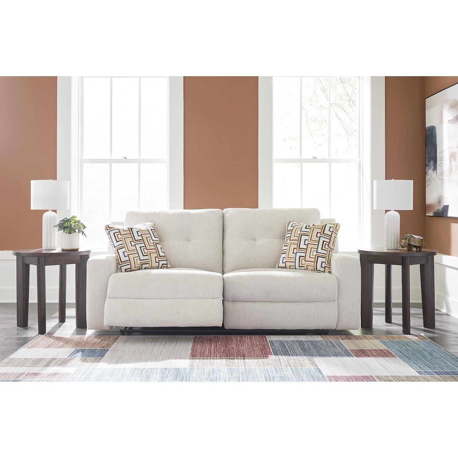 Stone Gray Tufted Fabric Manual Reclining Sofa with Track Arms