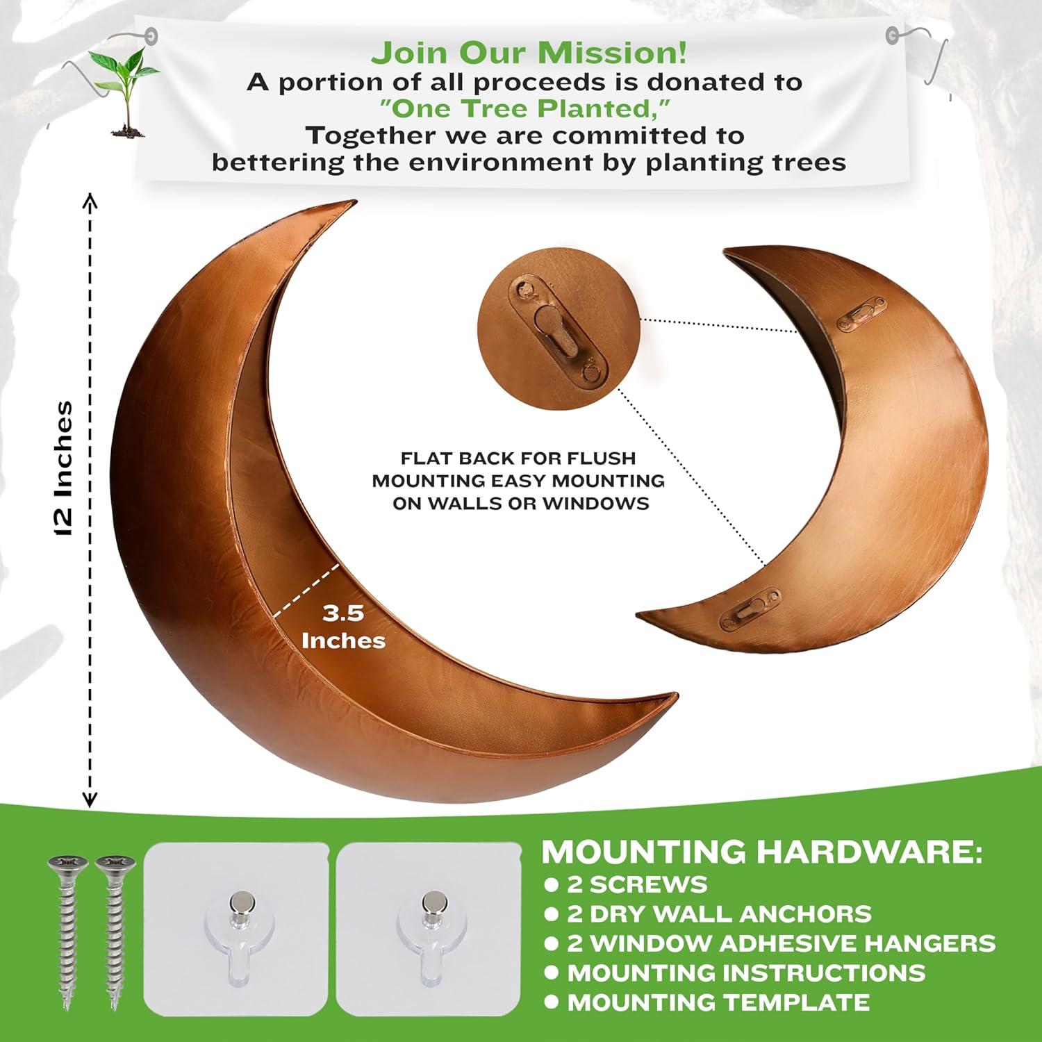 Wall Planter - Window Planter - Hanging Moon Planter - Boho Hanging Planters for Indoor Plants, Succulents, Air Plant, Cactus, Faux, Artificial Plants -Witchy Gifts for Women, Birthdays,Plant Lovers