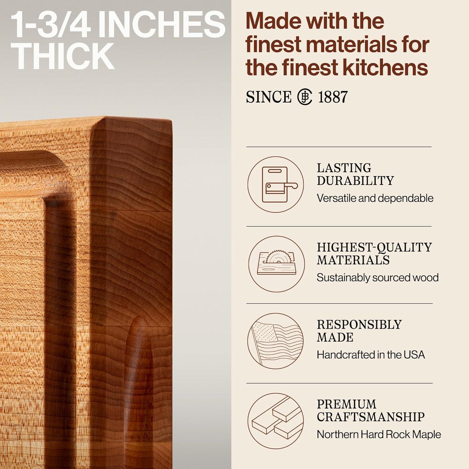 John Boos John Boos Chef's Collection Edge Grain 1.75" Maple Cutting Board with Groove