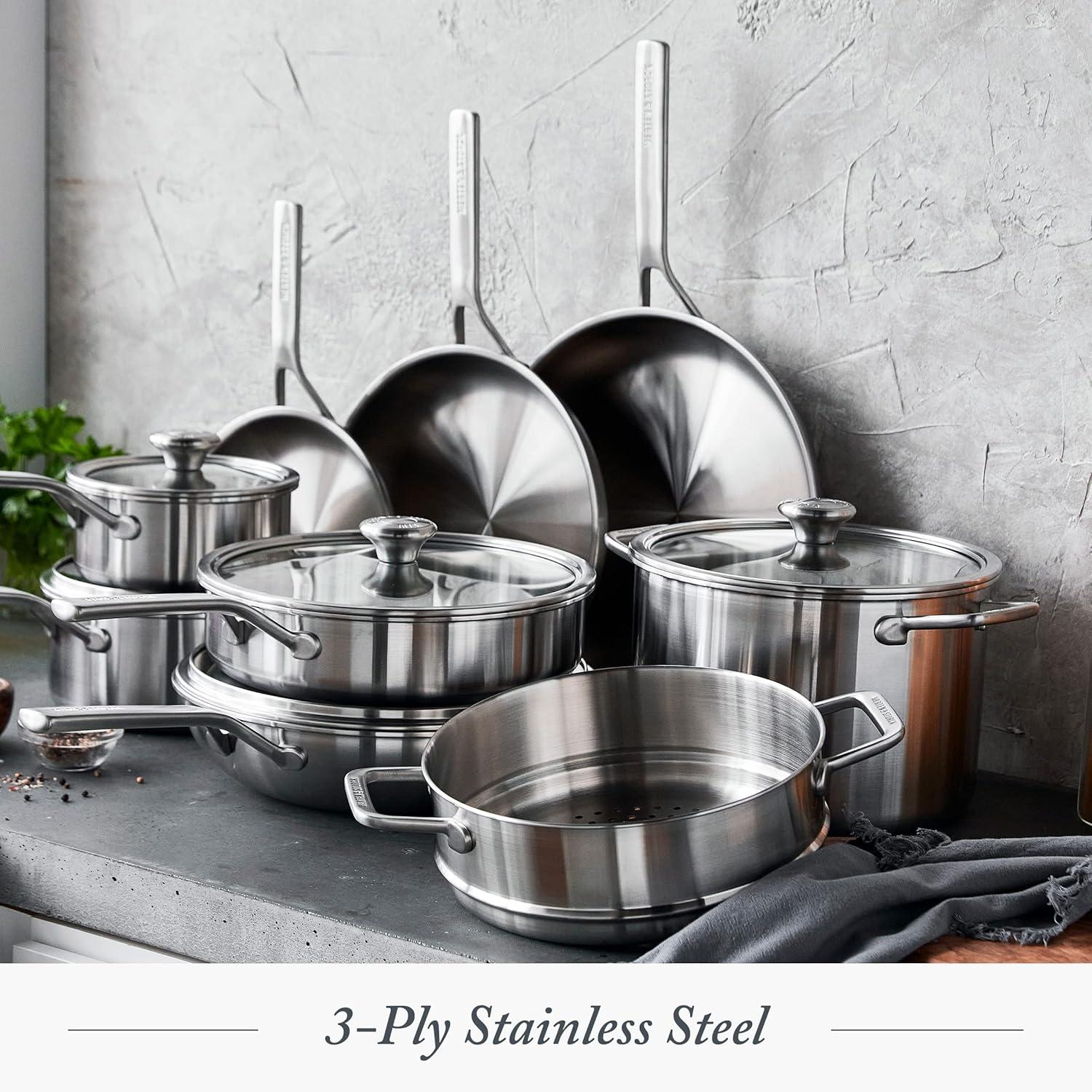 14 - Piece Non-Stick Stainless Steel Cookware Set