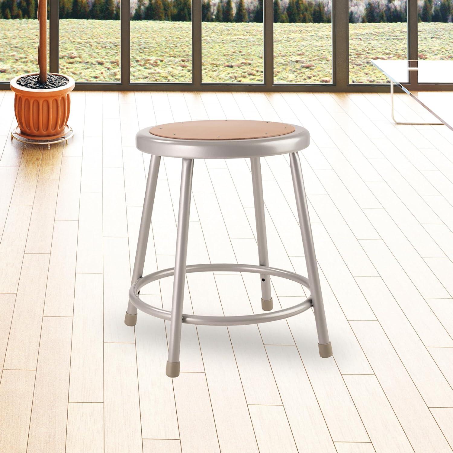 18" High Heavy Duty Grey Steel and Masonite Stool