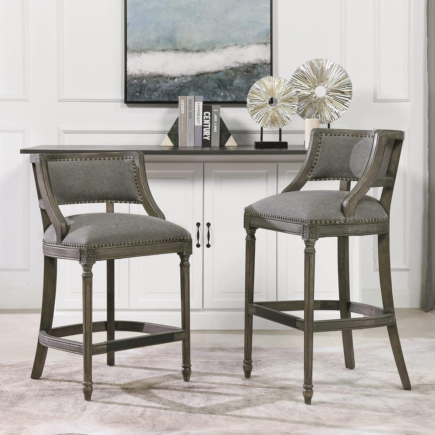 Jennifer Taylor Home Paris 26.5" Counter Bar Stool Dark Heathered Grey Linen