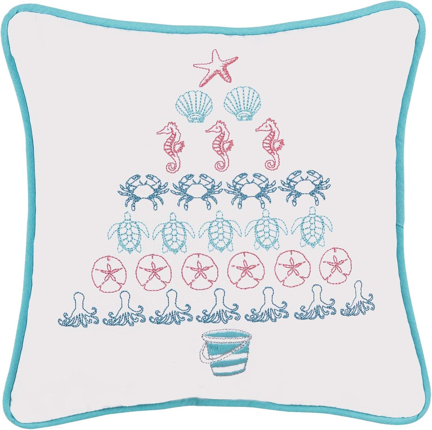 C&F Home Coastal Tree Embroidered Christmas Holiday Throw Pillow