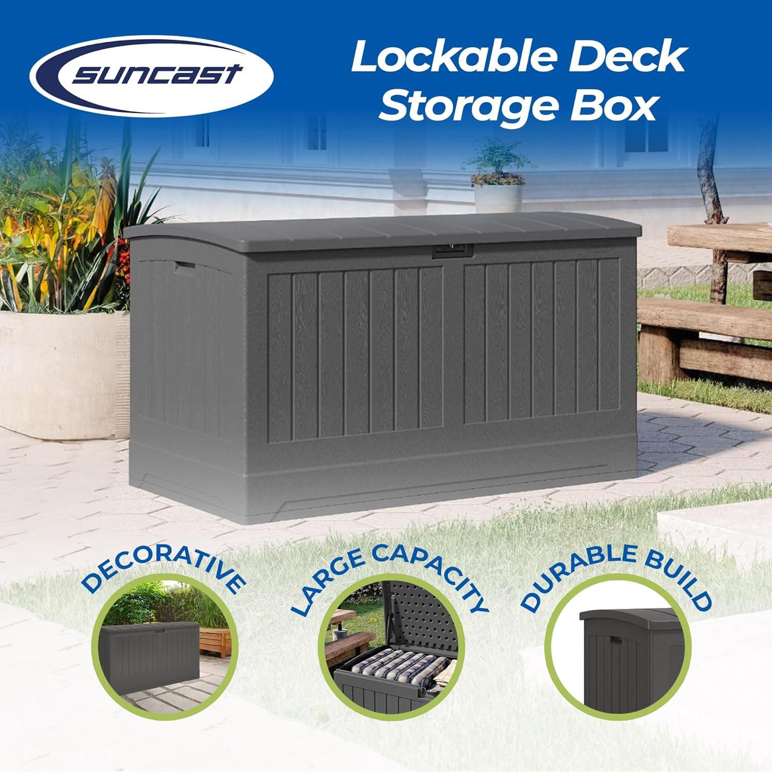 Suncast 200 Gallon Lockable Gray Plastic Deck Box