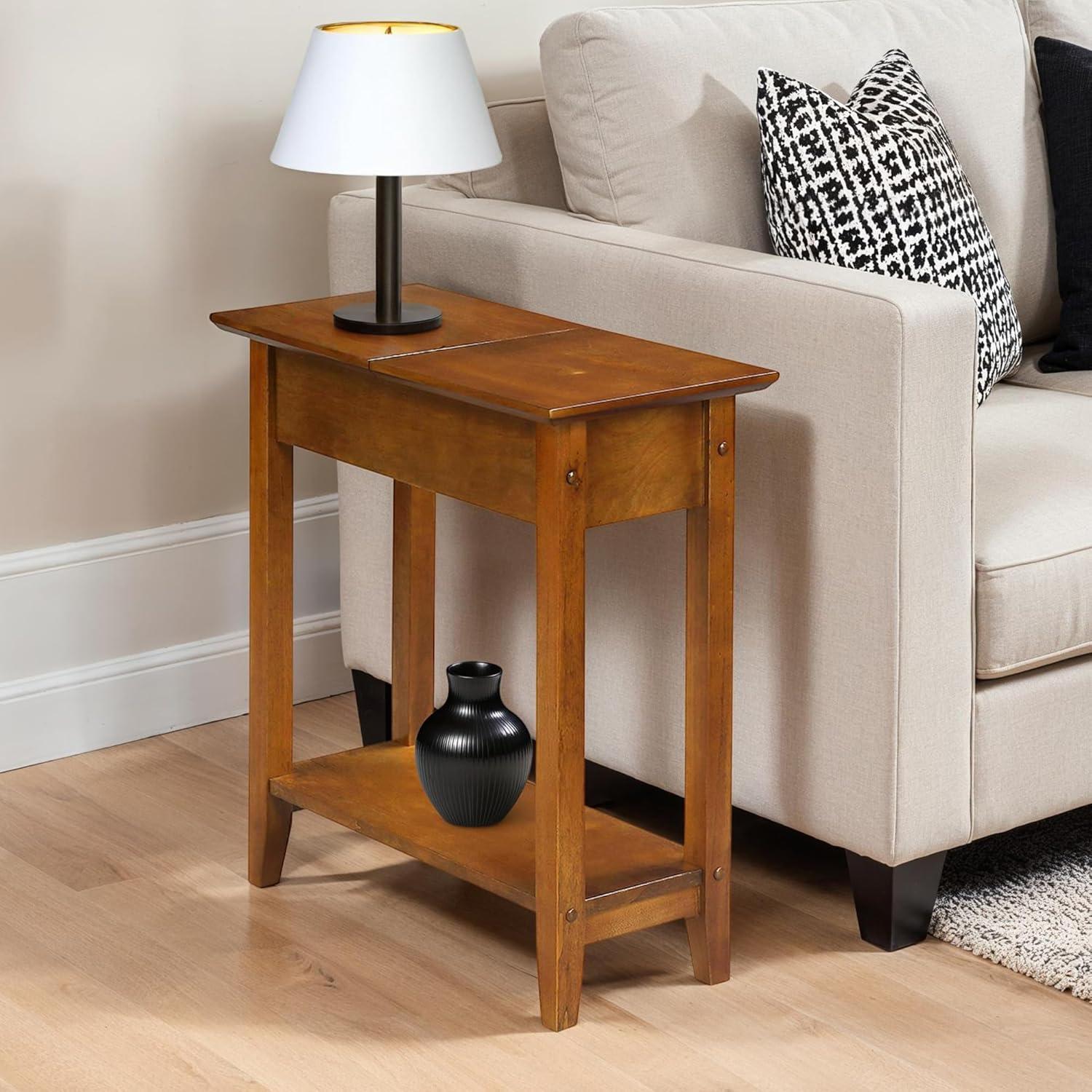Convenience Concepts American Heritage 24 in. Tall Flip Top End Table, Walnut (Tabletop)