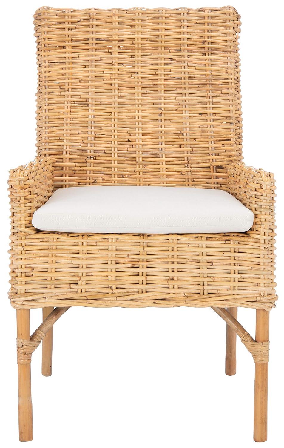 Nancy Rattan Accent Chair W/ Cushion - ACH6518 - White/Natural - Safavieh